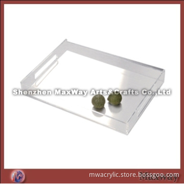 Small Pure Clear Square High Grade Acrylic Tray with Handle